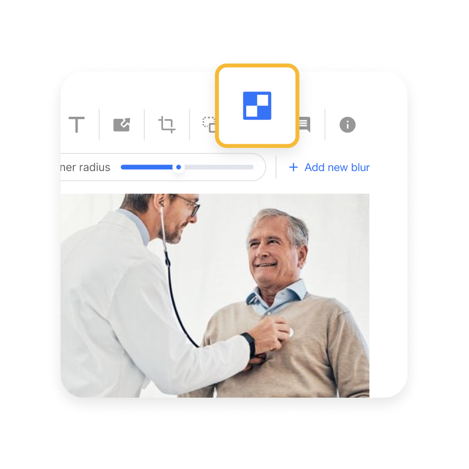 Step 2 — Applying Visla’s healthcare video blur tool to hide faces and medical charts